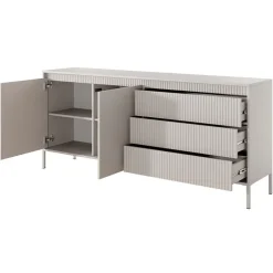 Madia 187x82h cm 2 ante 3 cassetti beige cannettato Ciar