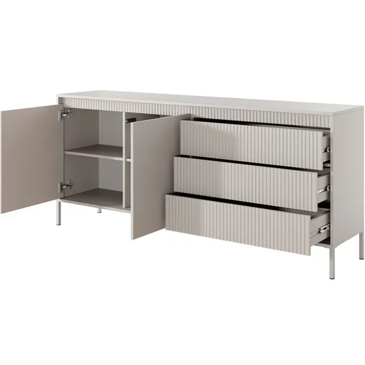 Madia 187x82h cm 2 ante 3 cassetti beige cannettato Ciar