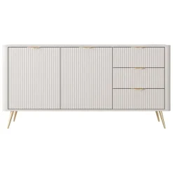 Madia 163x81h cm 2 ante 3 cassetti beige cannettato Ramis