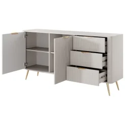 Madia 163x81h cm 2 ante 3 cassetti beige cannettato Ramis