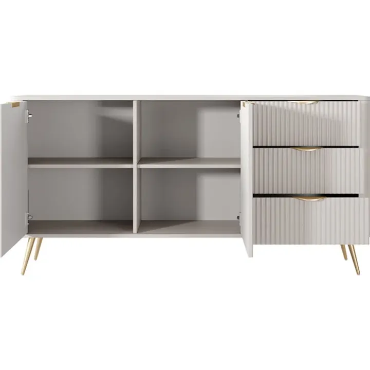 Madia 163x81h cm 2 ante 3 cassetti beige cannettato Ramis