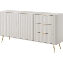 Madia 163x81h cm 2 ante 3 cassetti beige cannettato Ramis