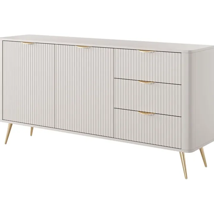 Madia 163x81h cm 2 ante 3 cassetti beige cannettato Ramis