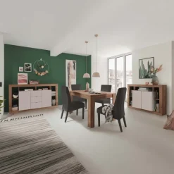 Madia 172x102h cm 2 ante 3 cassetti beige cashmere rovere scuro Trilogy