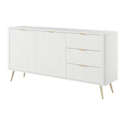 Madia 163x81h cm 2 ante 3 cassetti bianco opaco cannettato Ramis