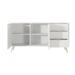 Madia 163x81h cm 2 ante 3 cassetti bianco opaco cannettato Ramis