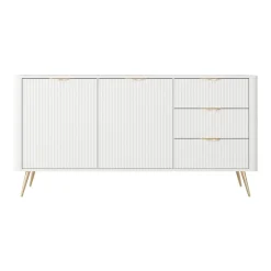 Madia 163x81h cm 2 ante 3 cassetti bianco opaco cannettato Ramis