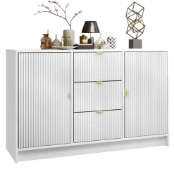 Madia 118x75h cm 2 ante 3 cassetti cannettato bianco Athena