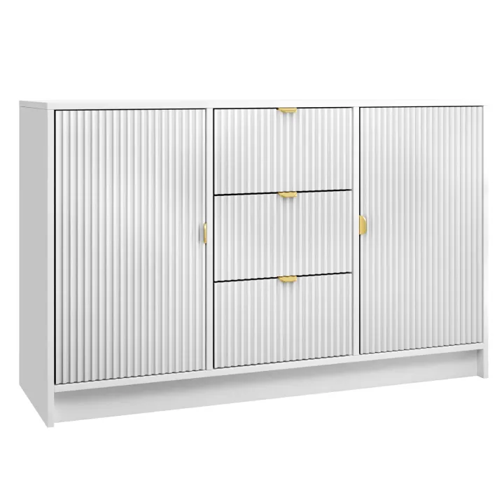 Madia 118x75h cm 2 ante 3 cassetti cannettato bianco Athena
