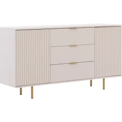 Madia 150x80h cm 2 ante 3 cassetti cannettato moderna beige Vanessa