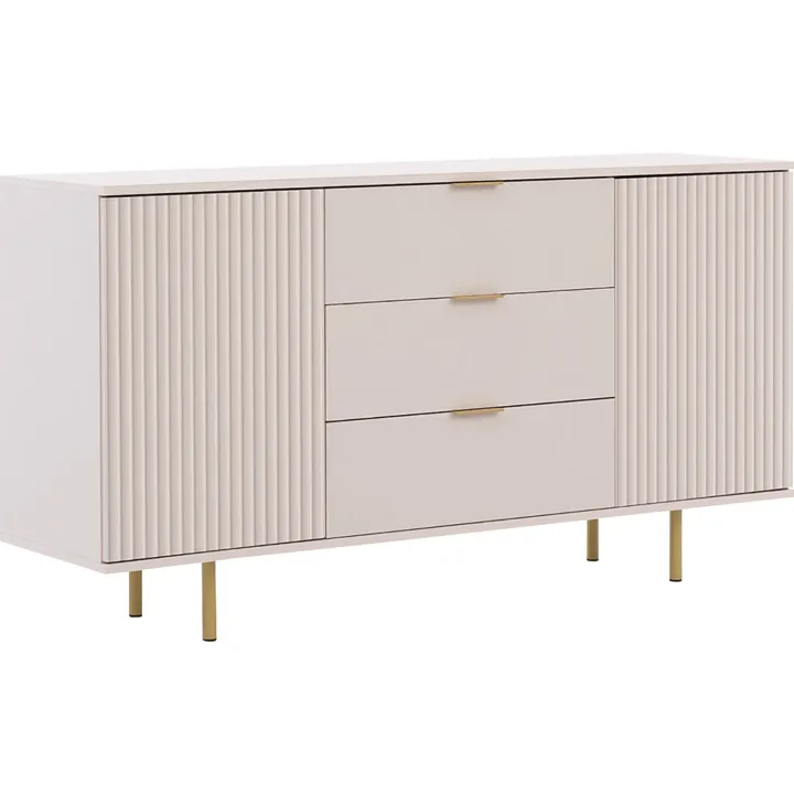 Madia 150x80h cm 2 ante 3 cassetti cannettato moderna beige Vanessa