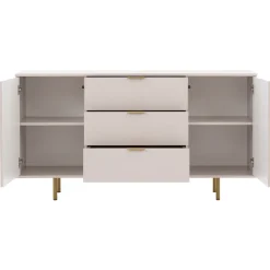 Madia 150x80h cm 2 ante 3 cassetti cannettato moderna beige Vanessa