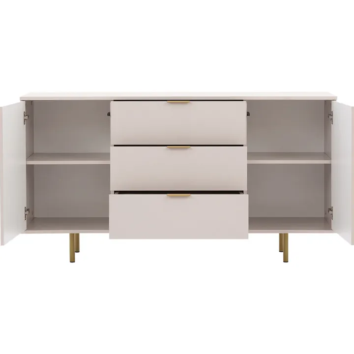 Madia 150x80h cm 2 ante 3 cassetti cannettato moderna beige Vanessa