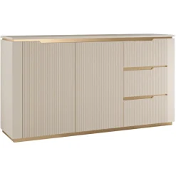 Madia 153x84h cm 2 ante 3 cassetti cannettato beige cashmere oro Gatsby