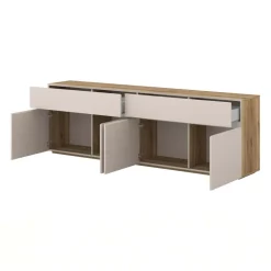 Madia 200x64h cm 4 ante 2 cassetti cashmere rovere Delia