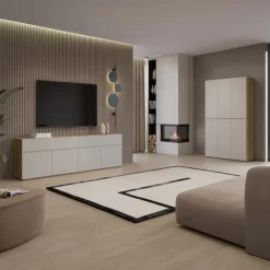 Madia 200x64h cm 4 ante 2 cassetti cashmere rovere Delia