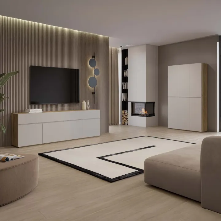 Madia 200x64h cm 4 ante 2 cassetti cashmere rovere Delia