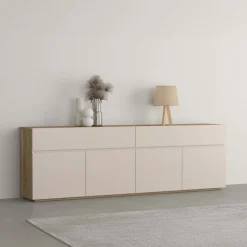 Madia 200x64h cm 4 ante 2 cassetti cashmere rovere Delia