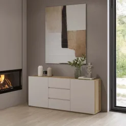 Madia 150x64h cm 2 ante 3 cassetti cashmere rovere Delia
