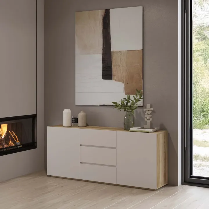Madia 150x64h cm 2 ante 3 cassetti cashmere rovere Delia