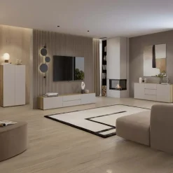 Madia 150x64h cm 2 ante 3 cassetti cashmere rovere Delia