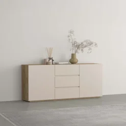 Madia 150x64h cm 2 ante 3 cassetti cashmere rovere Delia