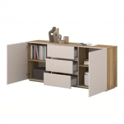 Madia 150x64h cm 2 ante 3 cassetti cashmere rovere Delia