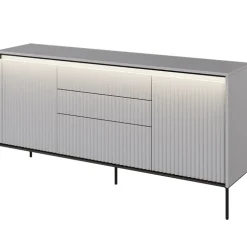Madia 166x83h cm 2 ante 3 cassetti con led cannettato grigio nero Camelia