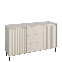 Madia 153x90h cm 2 ante 3 cassetti design cannettato beige cashmere Strike