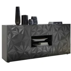 Madia 181x84h cm 2 ante 2 cassetti grigio lucido con serigrafia Marvis