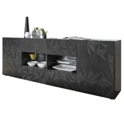 Madia 241x84h cm 2 ante 4 cassetti grigio lucido con serigrafia Marvis