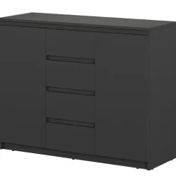 Madia 109x85h cm 2 ante 4 cassetti moderna nero Ombra