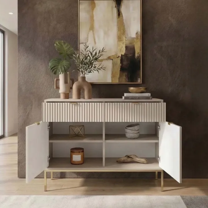 Madia 104x83h cm 2 ante 2 cassetti moderna design beige Alisa