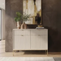 Madia 104x83h cm 2 ante 2 cassetti moderna design beige Alisa