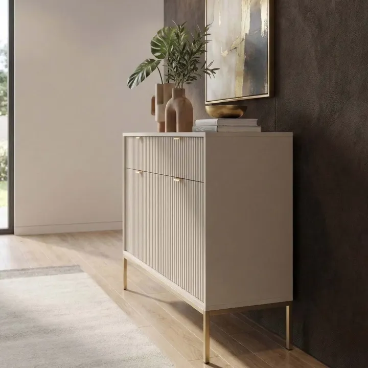 Madia 104x83h cm 2 ante 2 cassetti moderna design beige Alisa