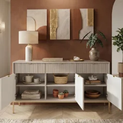 Madia 154x83h cm 3 ante 3 cassetti moderna beige Alisa