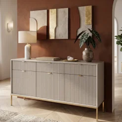 Madia 154x83h cm 3 ante 3 cassetti moderna beige Alisa
