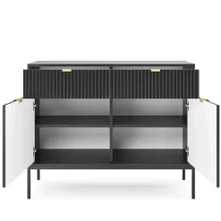 Madia 104x83h cm 2 ante 2 cassetti moderna nero cannettato Alisa