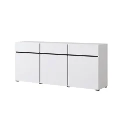 Madia 180x78h cm 3 ante 3 cassetti moderna bianco opaco nero Lolla