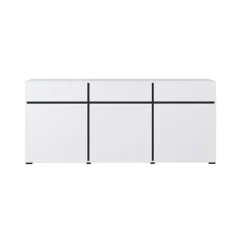 Madia 180x78h cm 3 ante 3 cassetti moderna bianco opaco nero Lolla
