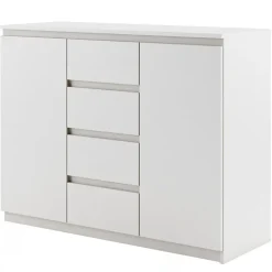 Madia 109x85h cm 2 ante 4 cassetti moderna bianco opaco Ombra