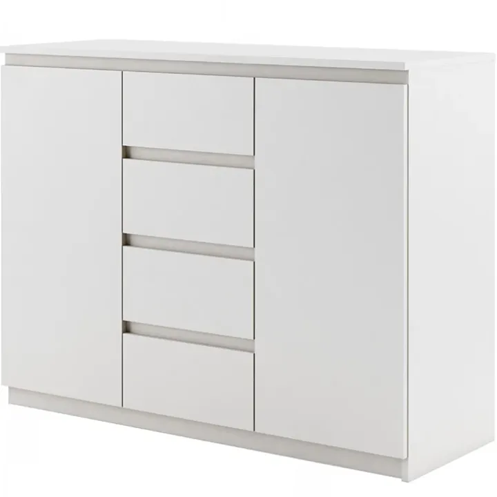Madia 109x85h cm 2 ante 4 cassetti moderna bianco opaco Ombra