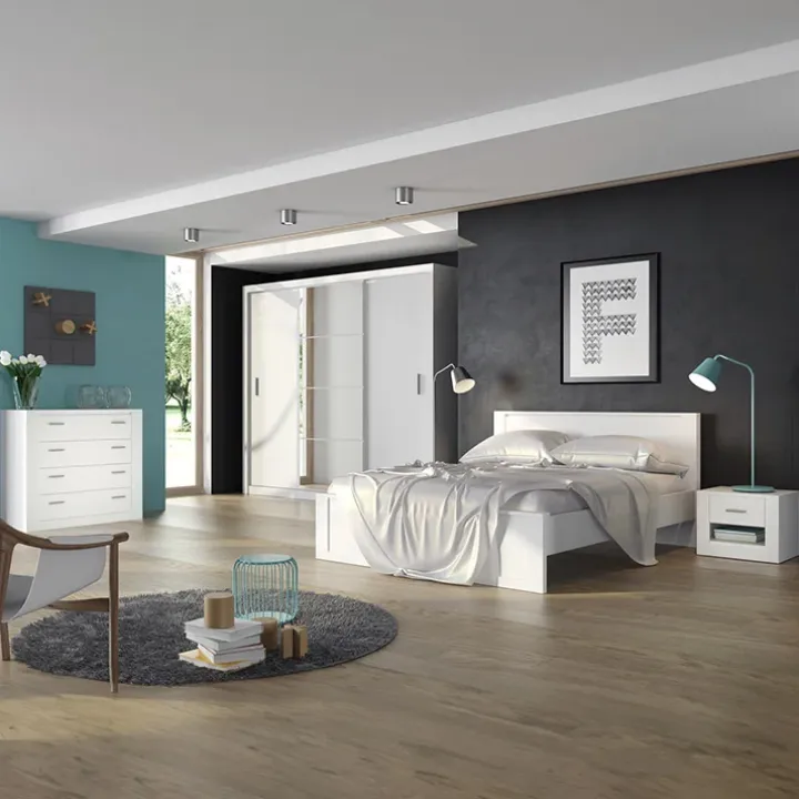 Madia 109x85h cm 2 ante 4 cassetti moderna bianco opaco Ombra