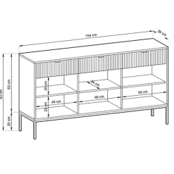 Madia 154x83h cm 3 ante 3 cassetti moderna bianco Alisa