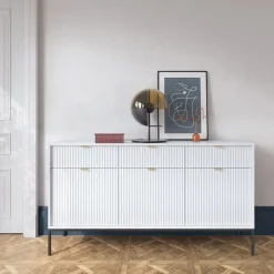 Madia 154x83h cm 3 ante 3 cassetti moderna bianco Alisa