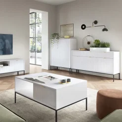 Madia 154x83h cm 3 ante 3 cassetti moderna bianco Alisa