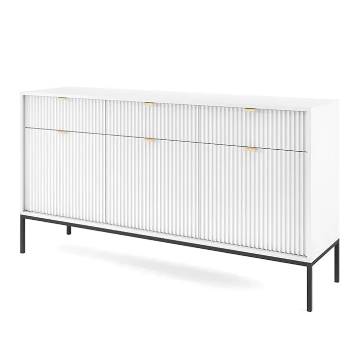 Madia 154x83h cm 3 ante 3 cassetti moderna bianco Alisa
