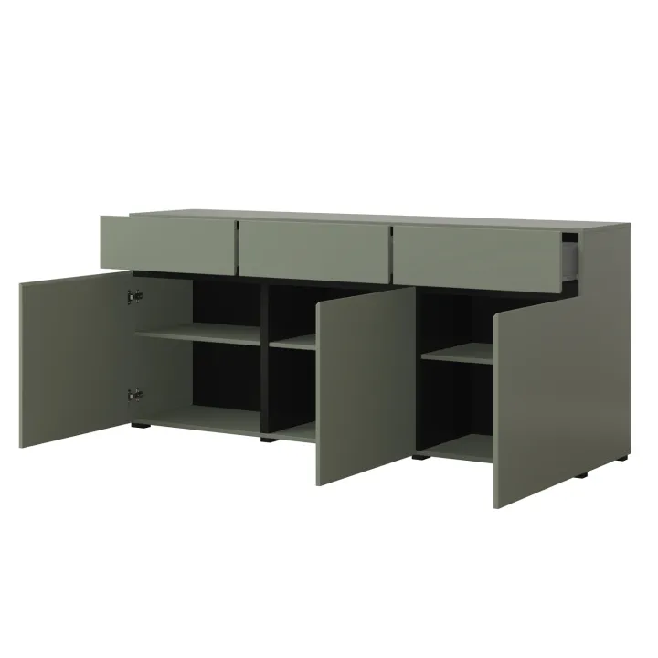 Madia 180x78h cm 3 ante 3 cassetti moderna verde nero Lolla