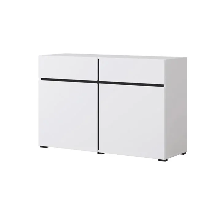Madia 120x78h cm 2 ante 2 cassetti moderna bianco opaco nero Lolla