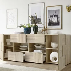 Madia 241x84h cm 2 ante 4 cassetti moderna rovere samoa Obsession
